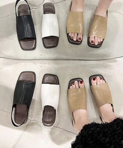 スクエアトゥ フロントステッチ バックストラップ付き フラット サンダル