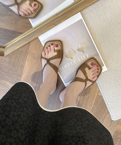 ツイスト ストラップ スクエアトゥ 親指トング フラット サンダル