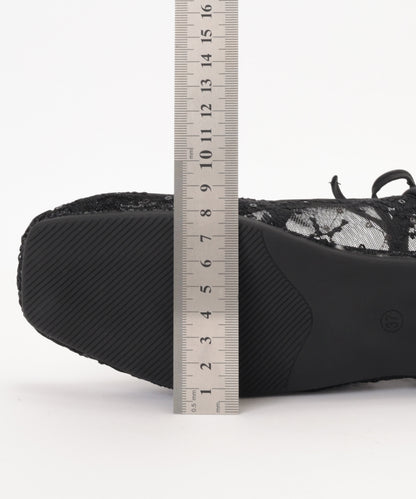 シアー 刺繍 リボンストラップ フラット バレエシューズ サンダル