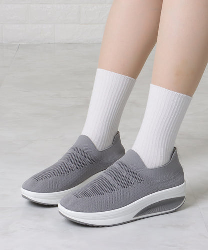 ソリッドカラー 厚底 メッシュ スリッポン シューズ