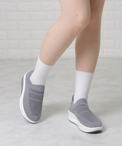 ソリッドカラー 厚底 メッシュ スリッポン シューズ