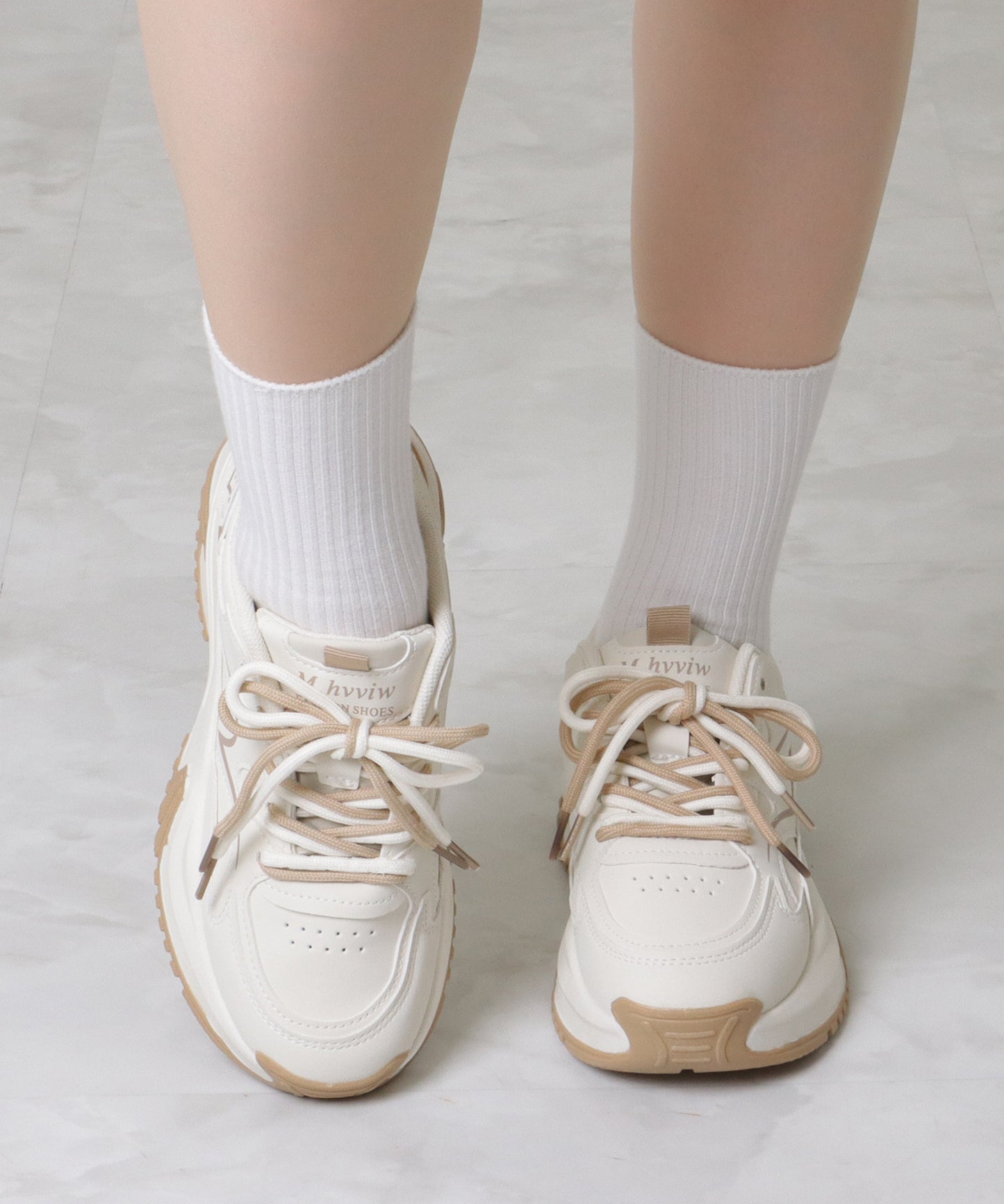 配色 レースアップ 厚底 ダッド スニーカー