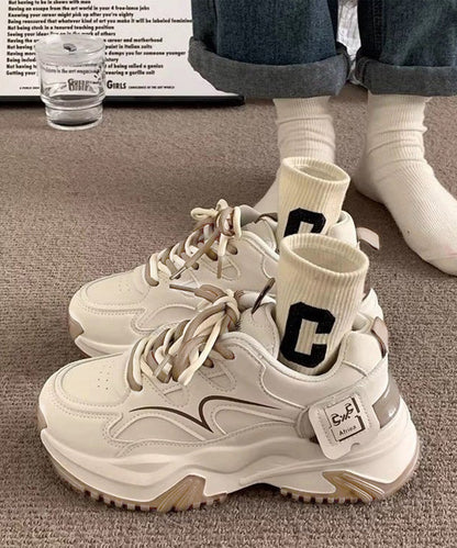 配色 レースアップ 厚底 ダッド スニーカー