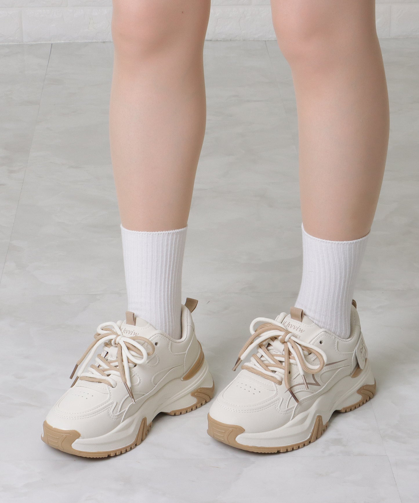 配色 レースアップ 厚底 ダッド スニーカー