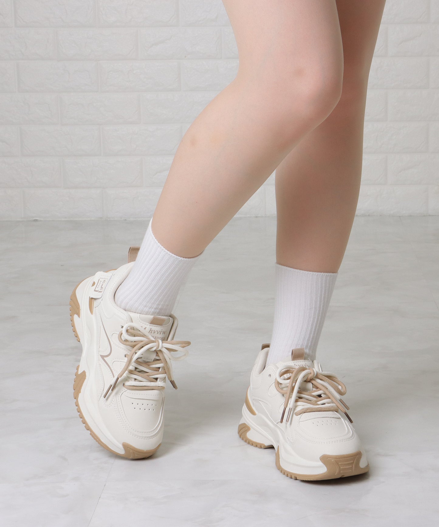 配色 レースアップ 厚底 ダッド スニーカー