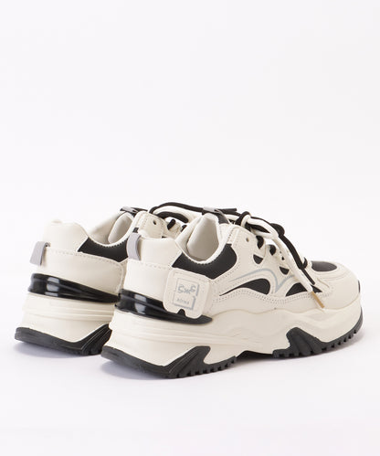 配色 レースアップ 厚底 ダッド スニーカー