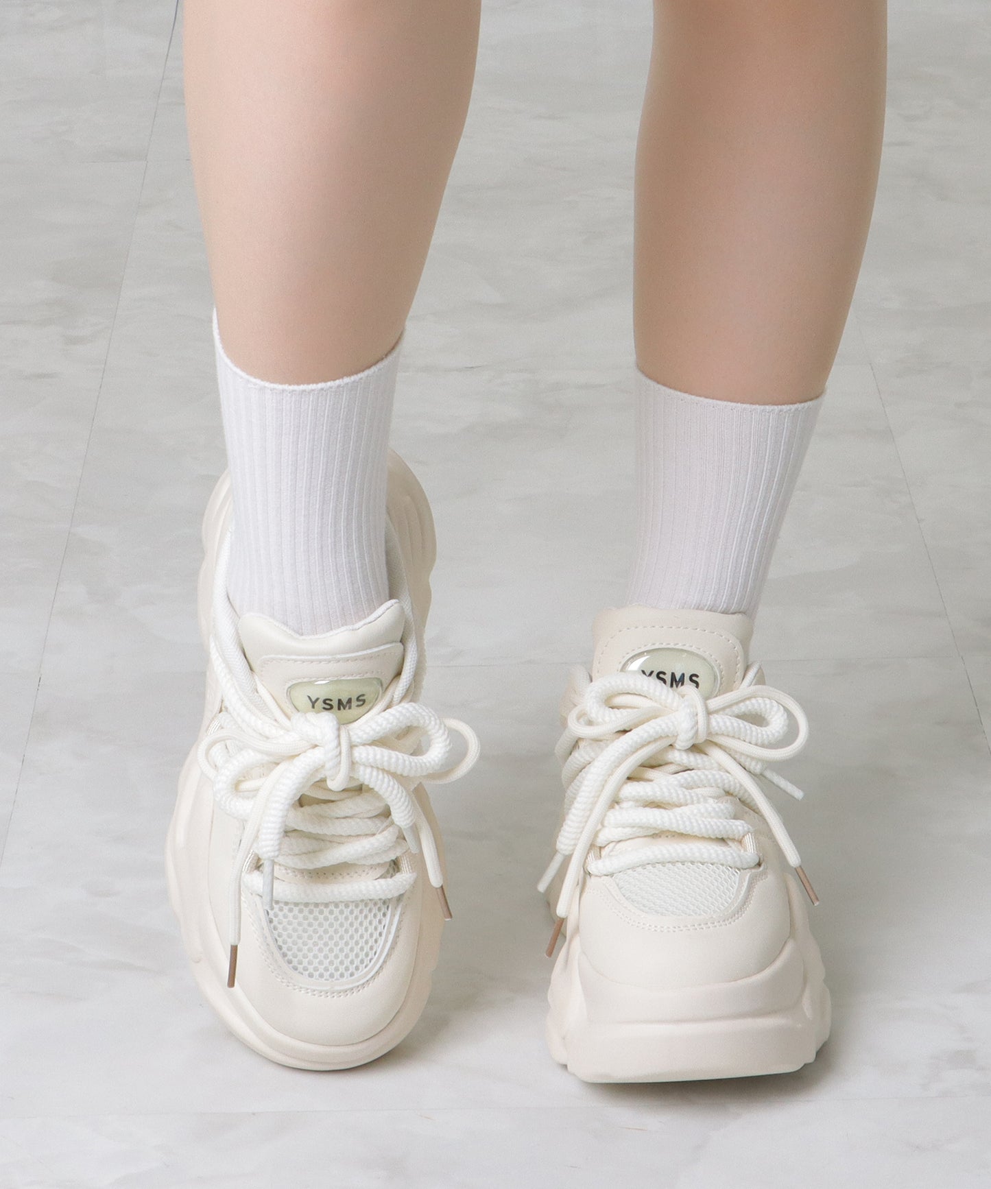 メッシュ ワイド レースアップ 超厚底 アグリーシューズ