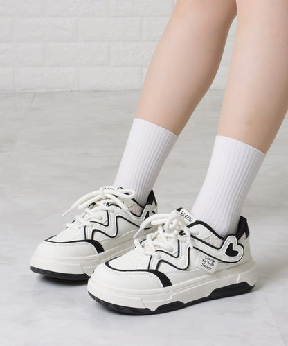 配色 ウエーブ ライン レースアップ アグリーシューズ