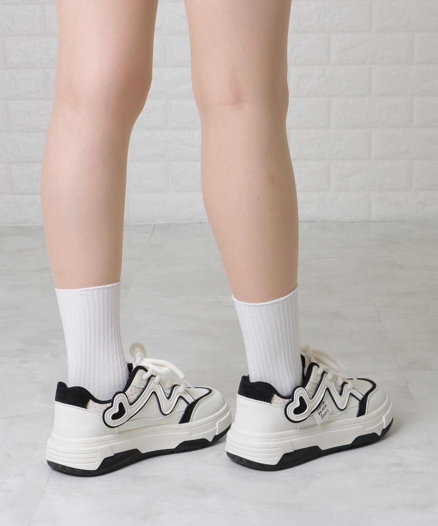 配色 ウエーブ ライン レースアップ アグリーシューズ