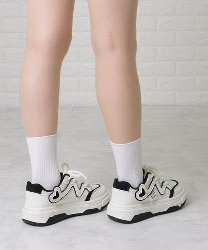 配色 ウエーブ ライン レースアップ アグリーシューズ