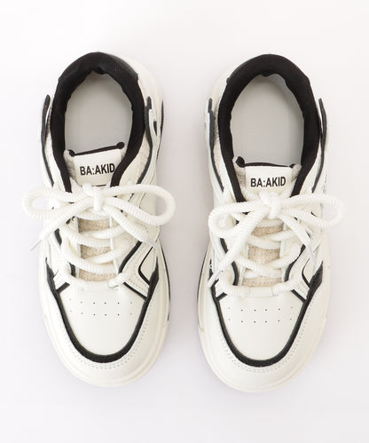 配色 ウエーブ ライン レースアップ アグリーシューズ