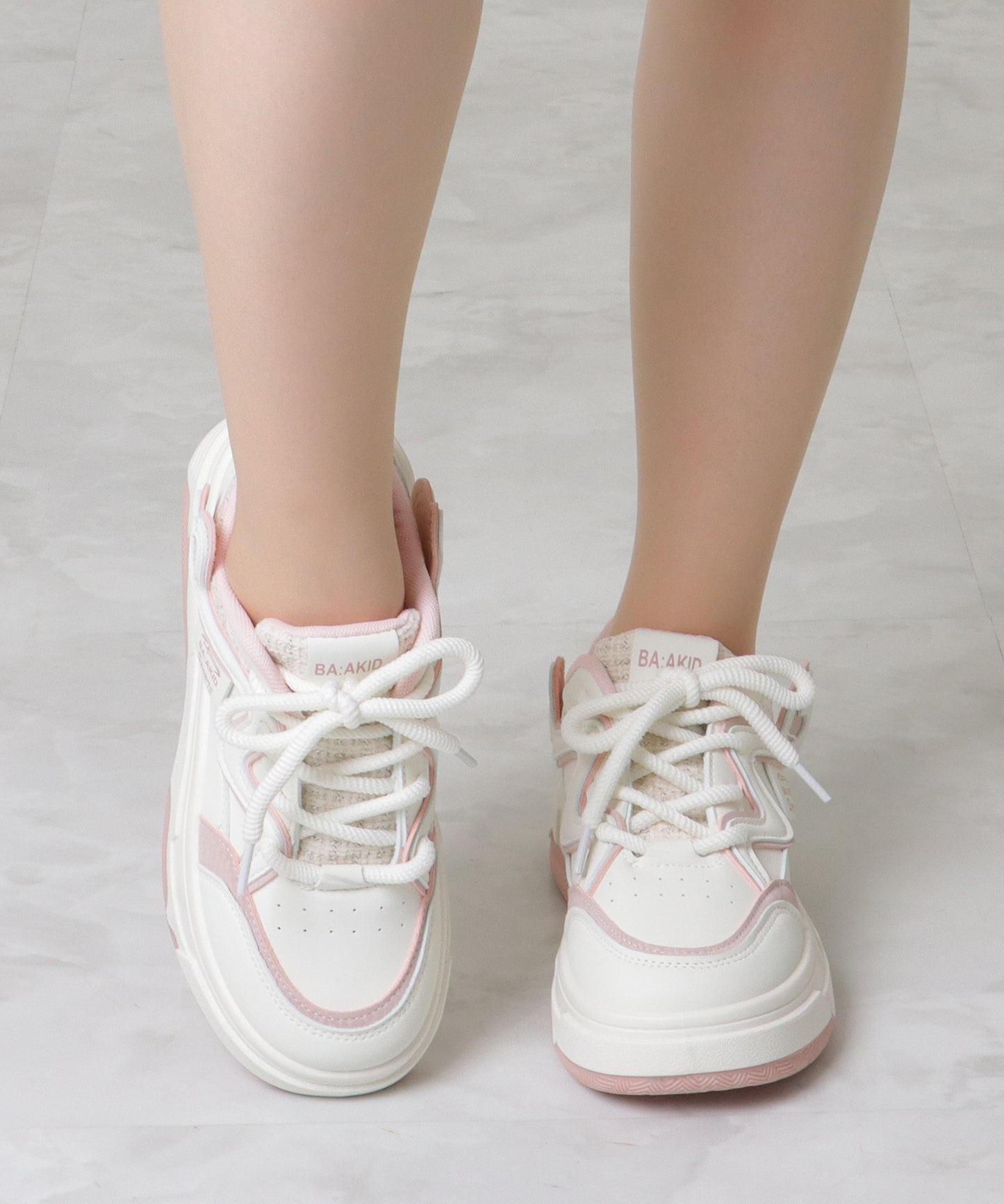 配色 ウエーブ ライン レースアップ アグリーシューズ