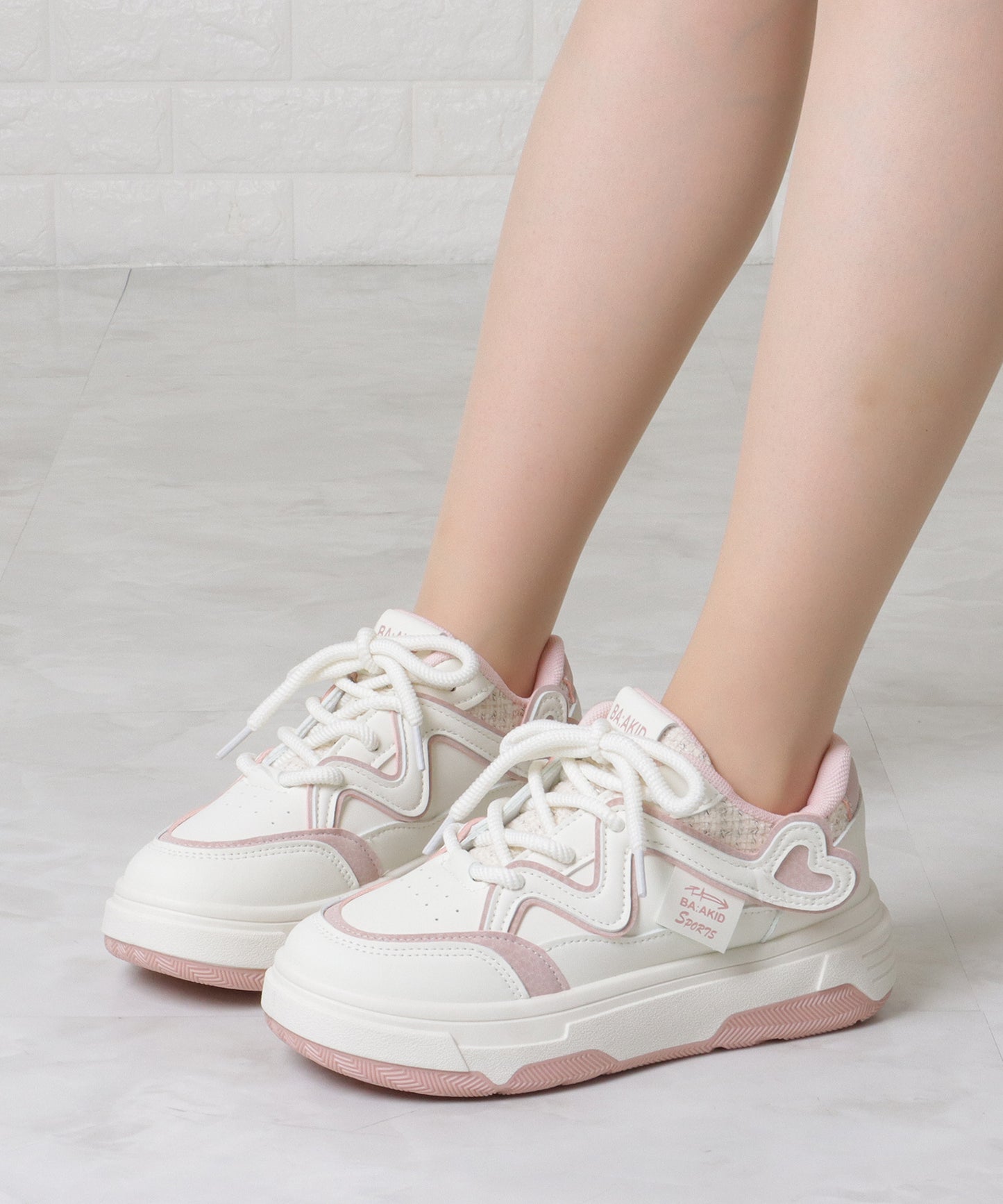 配色 ウエーブ ライン レースアップ アグリーシューズ