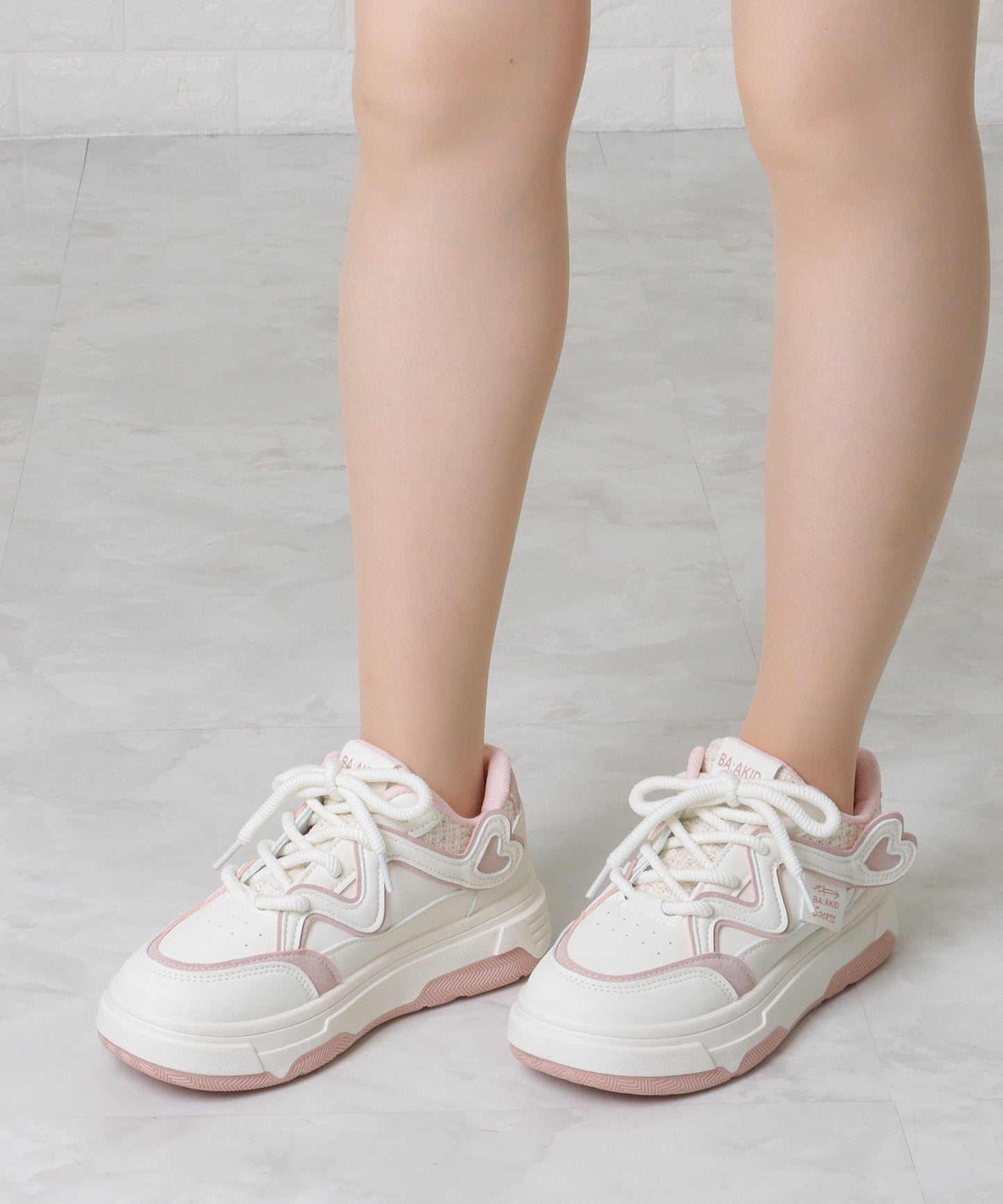 配色 ウエーブ ライン レースアップ アグリーシューズ