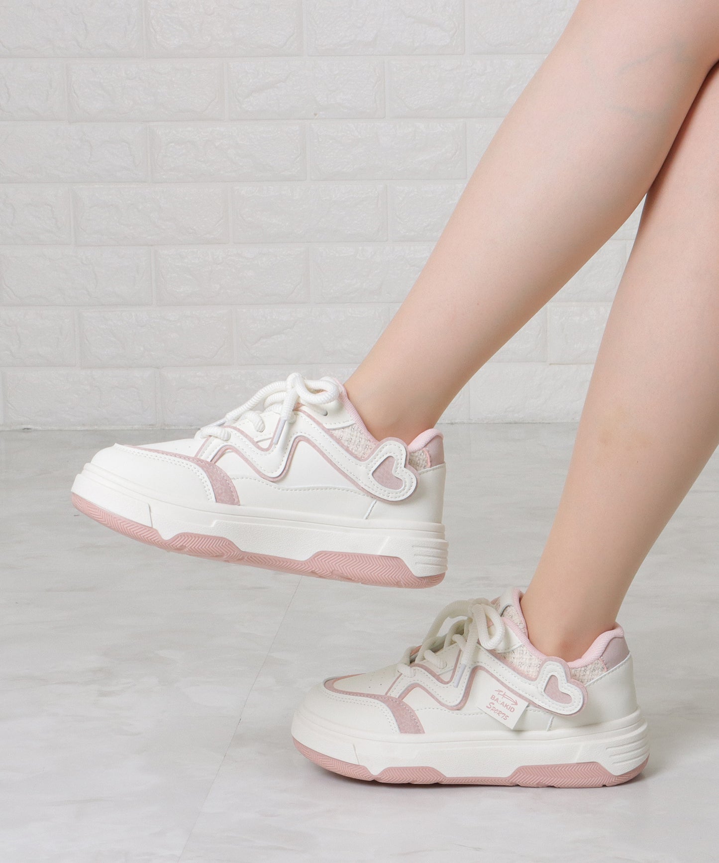 配色 ウエーブ ライン レースアップ アグリーシューズ