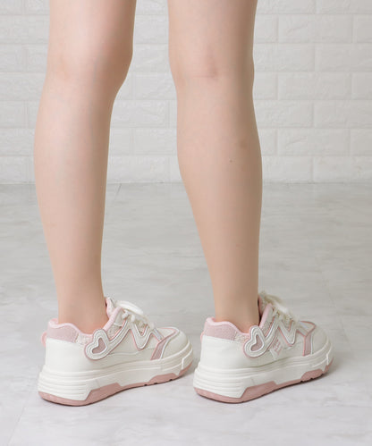 配色 ウエーブ ライン レースアップ アグリーシューズ