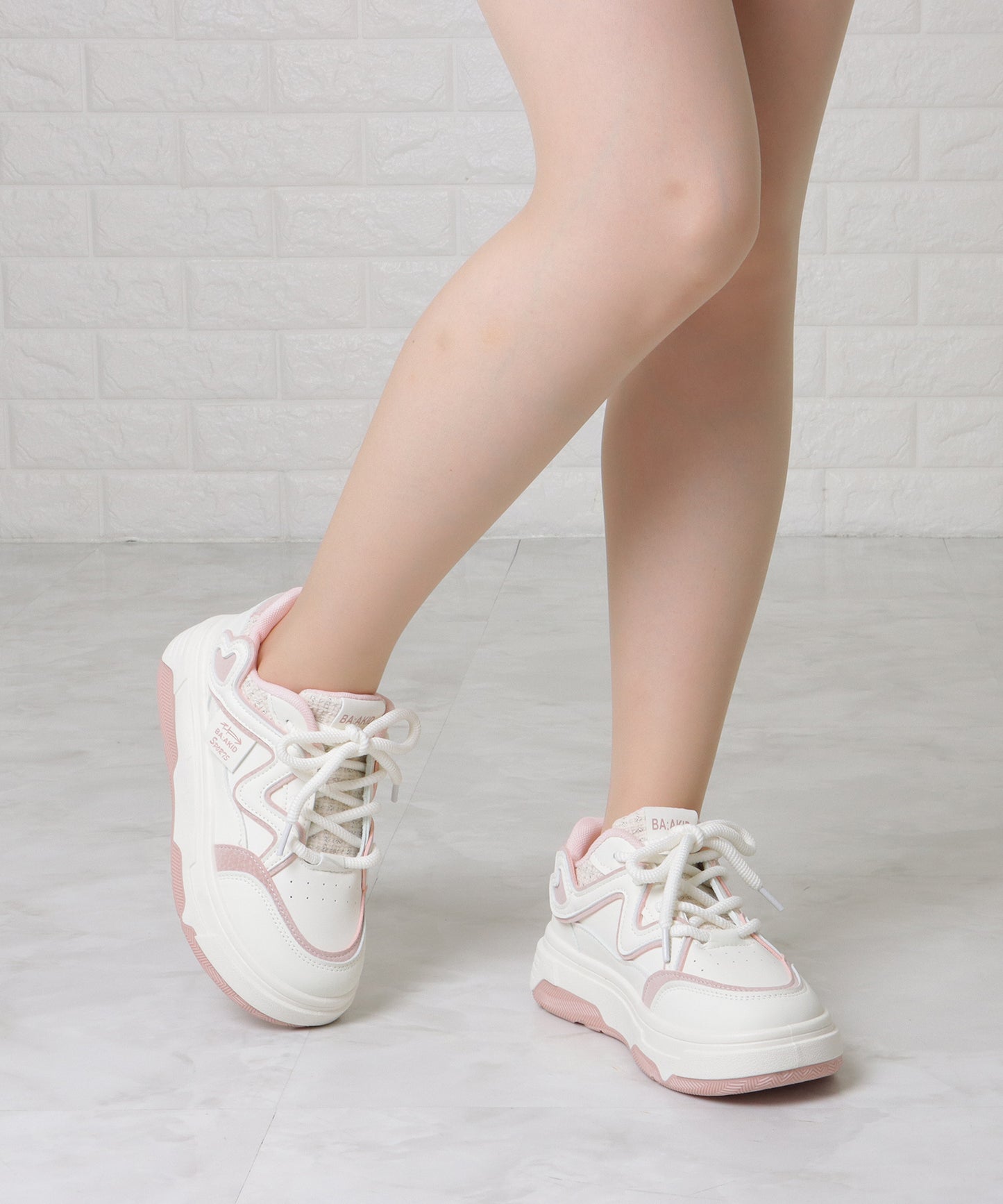 配色 ウエーブ ライン レースアップ アグリーシューズ