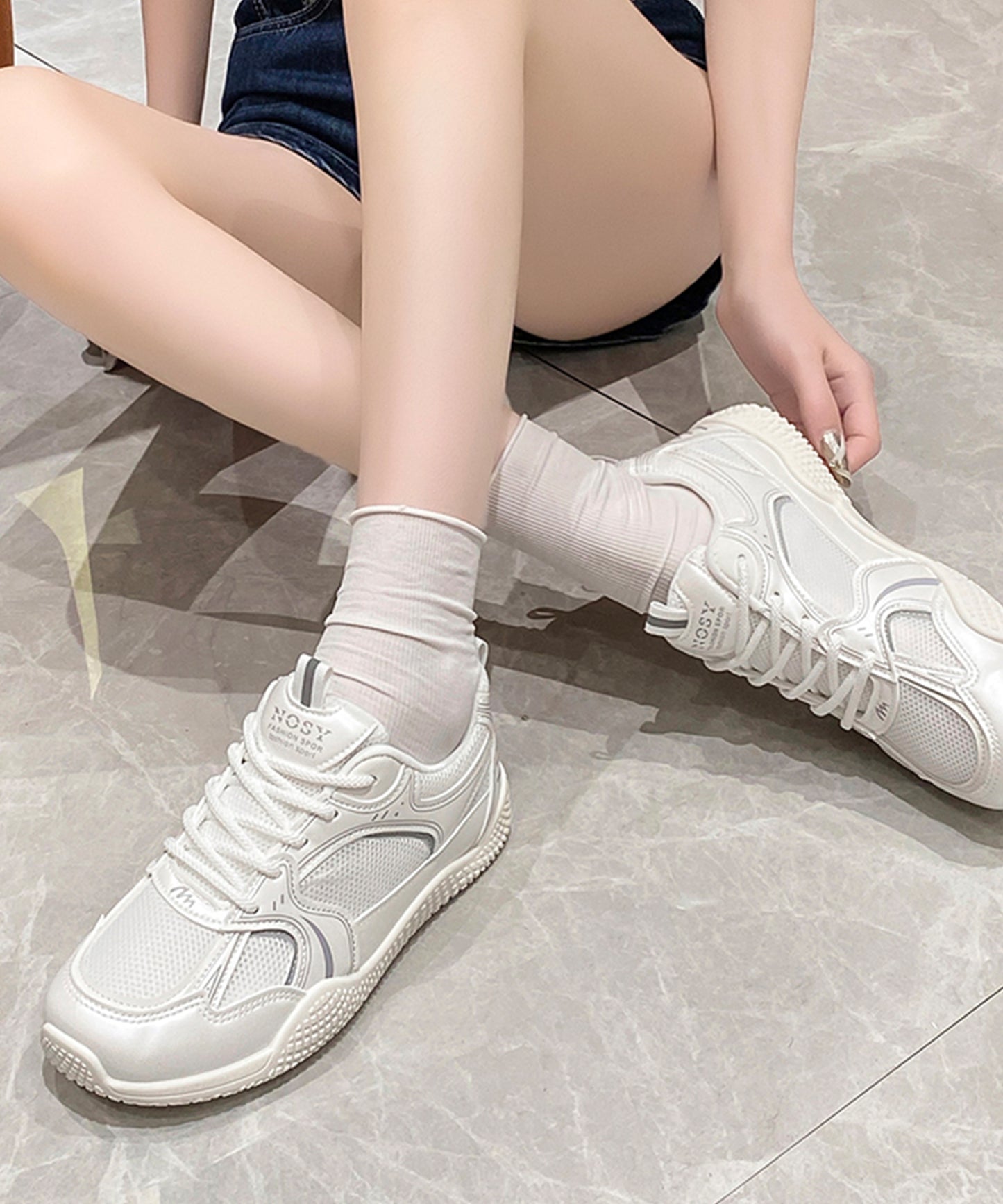 メッシュ ベース ロープ ストラップ スニーカー