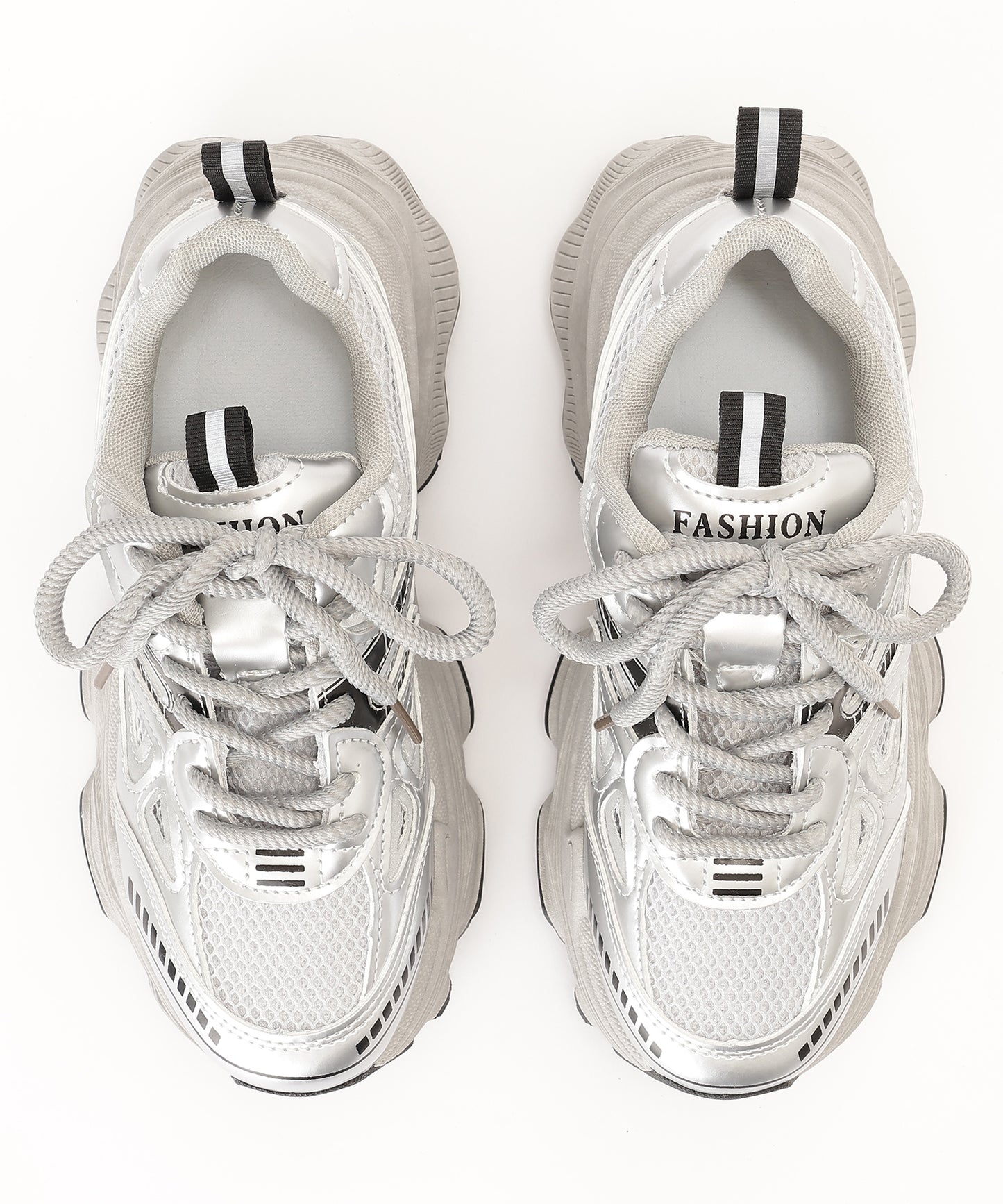 配色 厚底 メタリック ダッド スニーカー