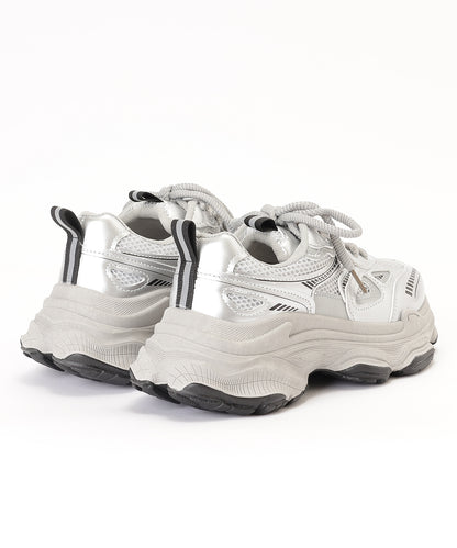 配色 厚底 メタリック ダッド スニーカー