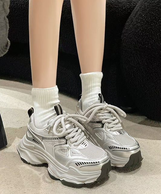 配色 厚底 メタリック ダッド スニーカー