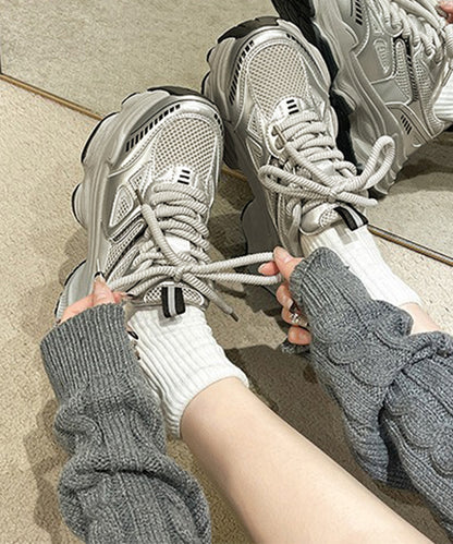 配色 厚底 メタリック ダッド スニーカー