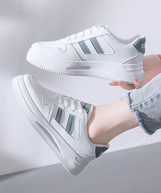 厚底 レザー調 ライン ローカット スニーカー