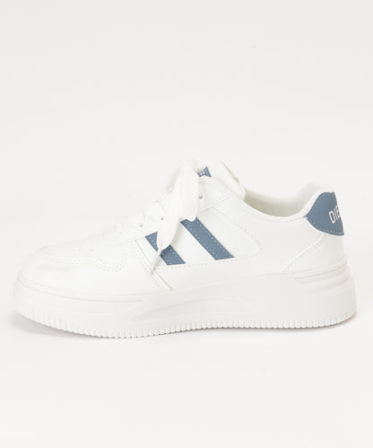 厚底 レザー調 ライン ローカット スニーカー