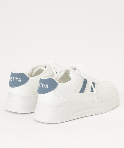 厚底 レザー調 ライン ローカット スニーカー