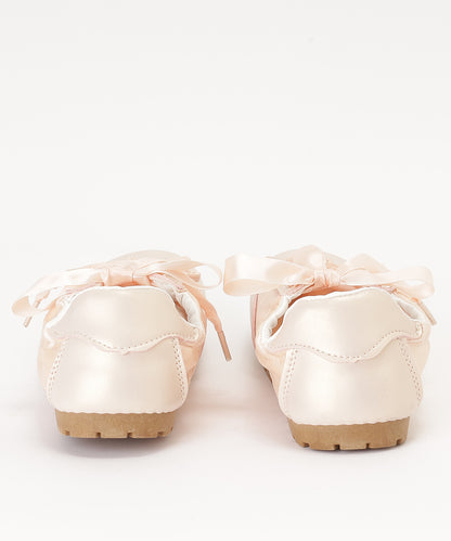 異素材 メタリック リボン付き ローカット スニーカー