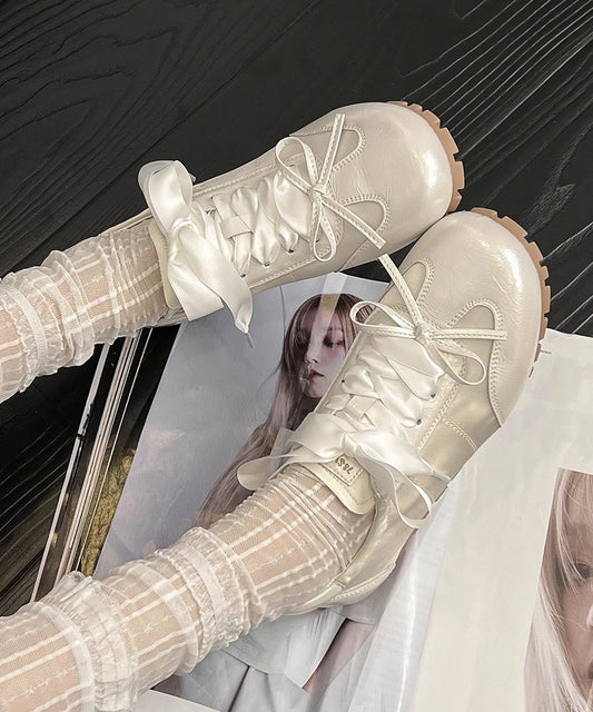 異素材 メタリック リボン付き ローカット スニーカー