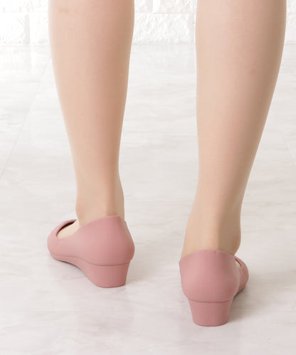 ギャザー風ウエッジレインパンプス
