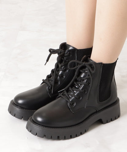 サイドゴアレースアップショートブーツ