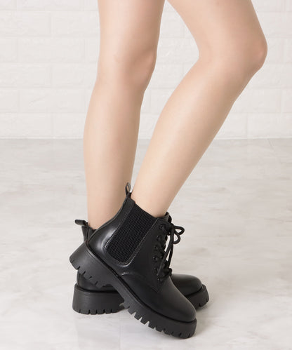 サイドゴアレースアップショートブーツ