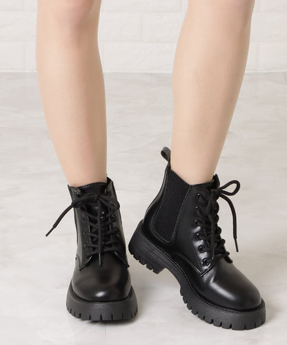 サイドゴアレースアップショートブーツ