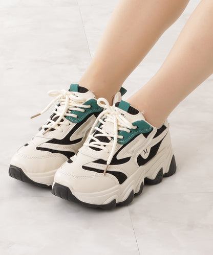 厚底メッシュダッドスニーカー