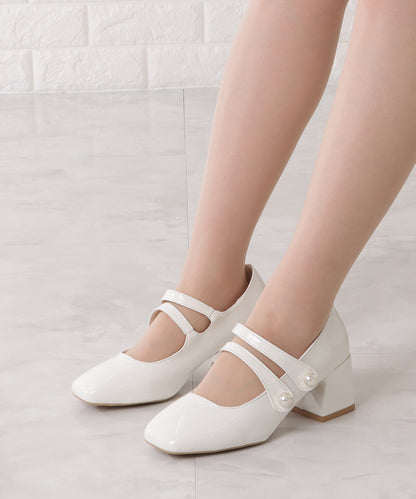 ダブルストラップエナメルパンプス