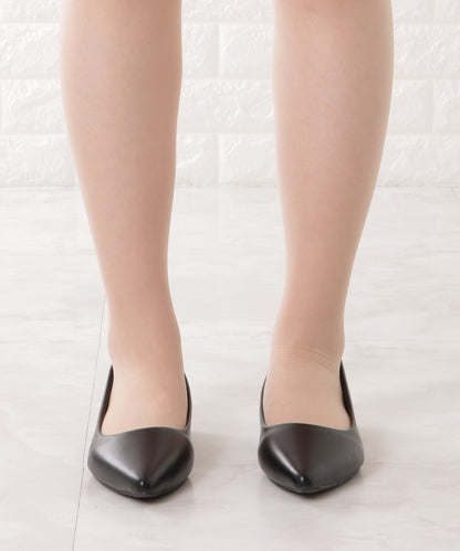 レザー調ポインテッドトゥメタリックヒールパンプス