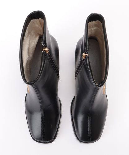 花柄刺繍チャンキーショートブーツ