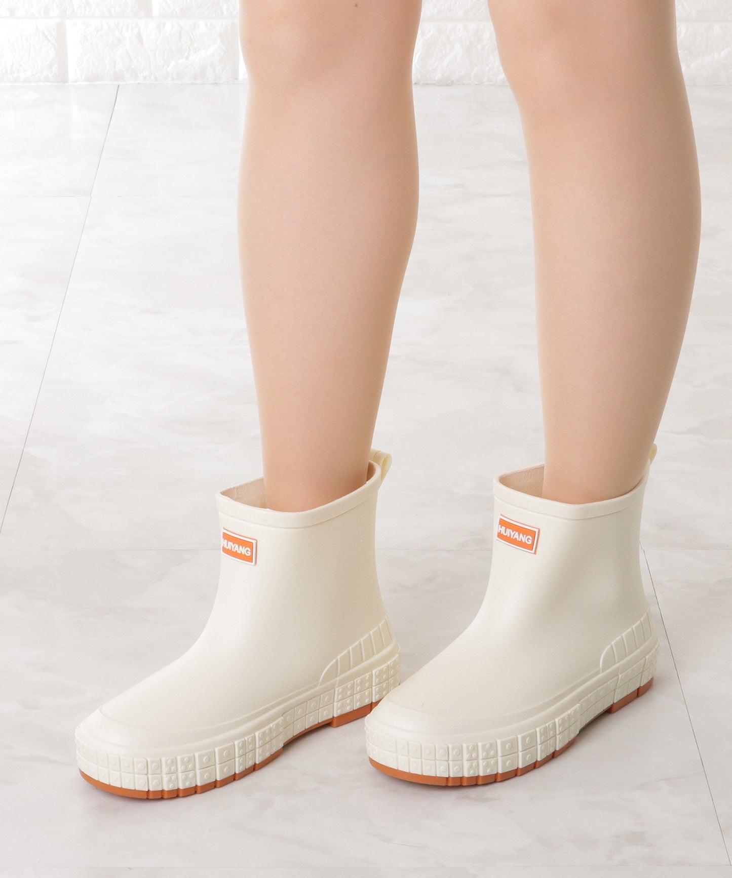 バイカラー タグ付き ショート レインブーツ