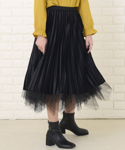 リバーシブルチュール プリーツスカート