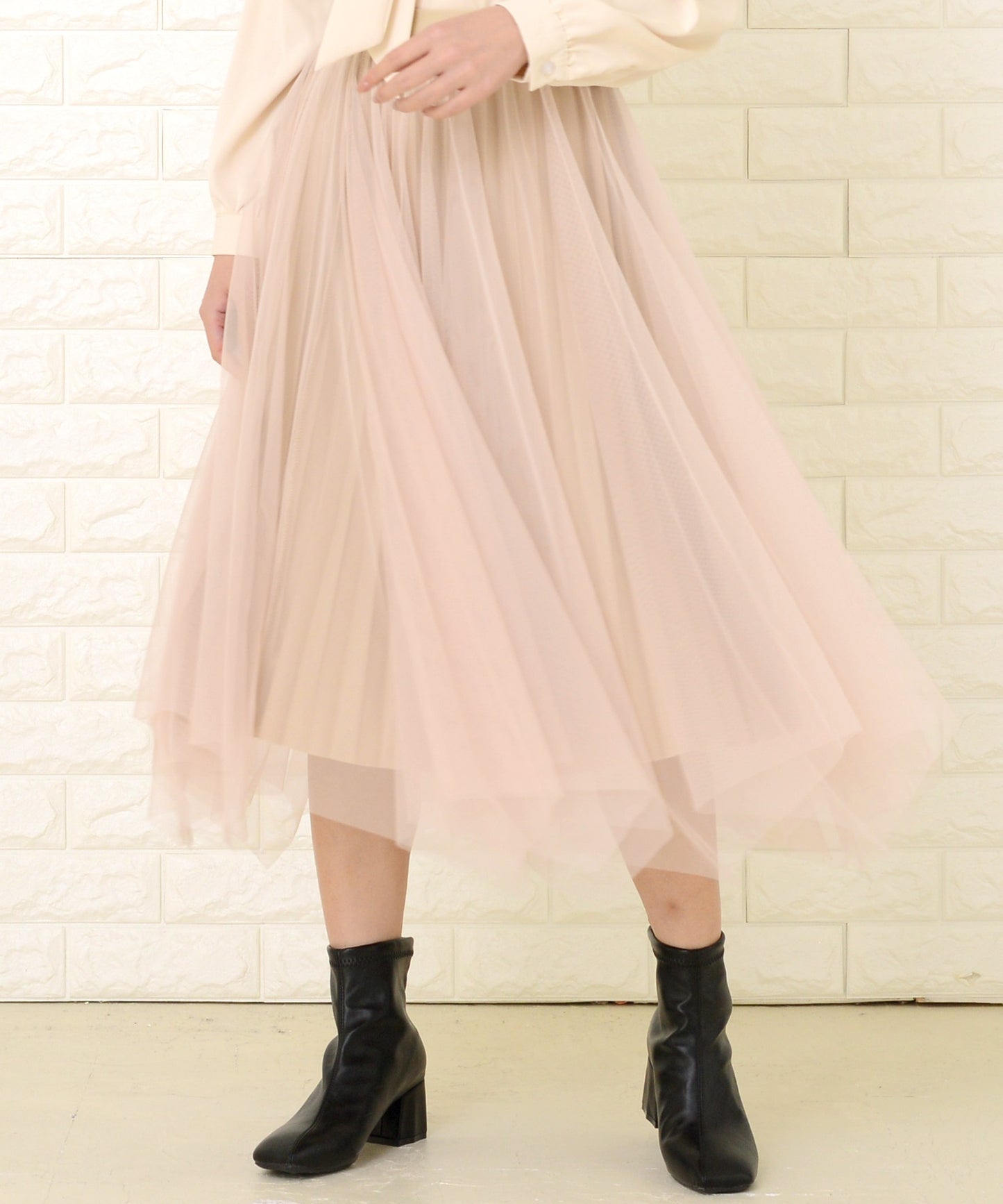 リバーシブルチュール プリーツスカート