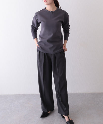 ソリッドカラー クルーネック 長袖 ベーシック Tシャツ
