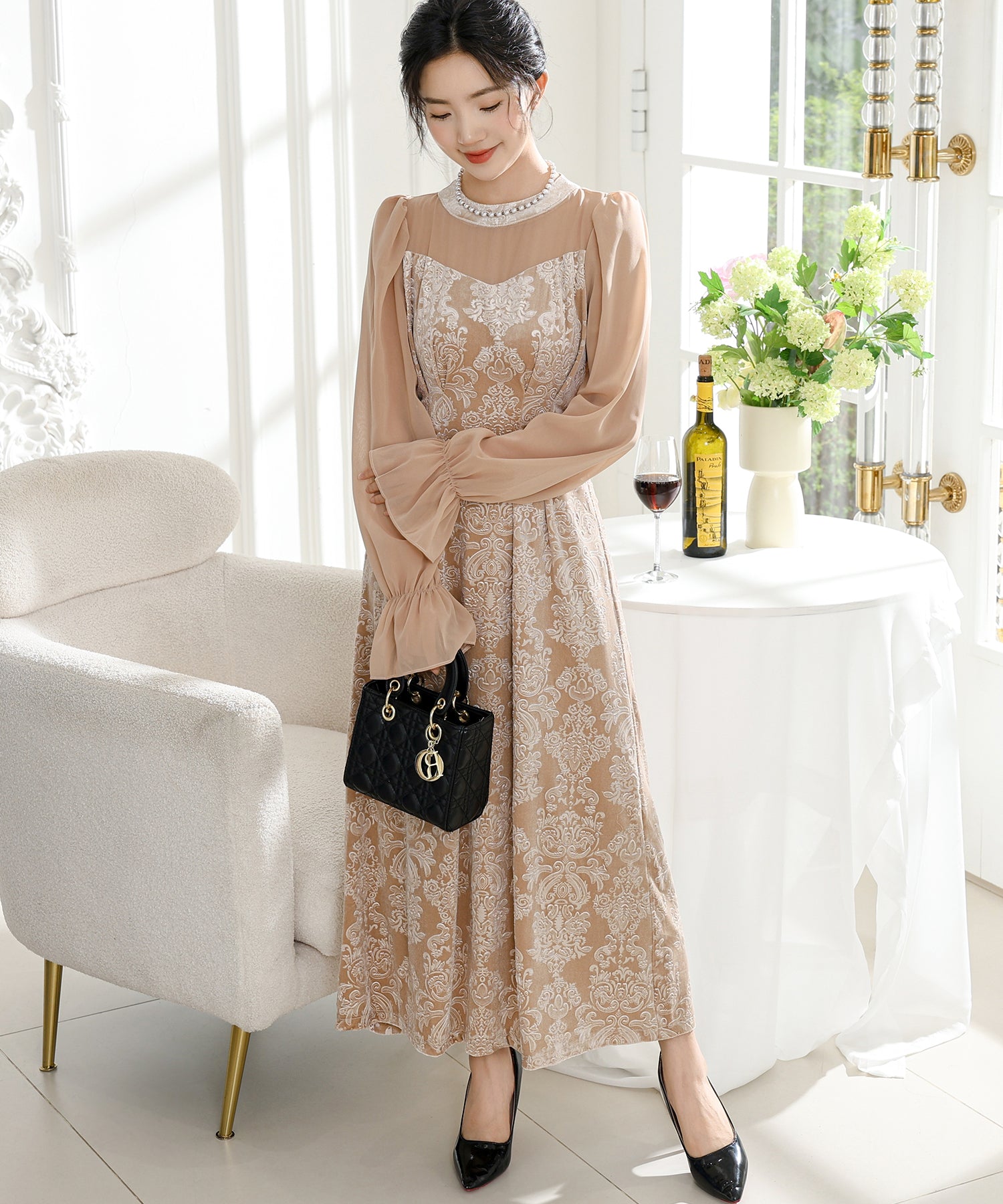 レース スパンコール ドッキング キャンディスリーブ ドレス – Lace Ladies