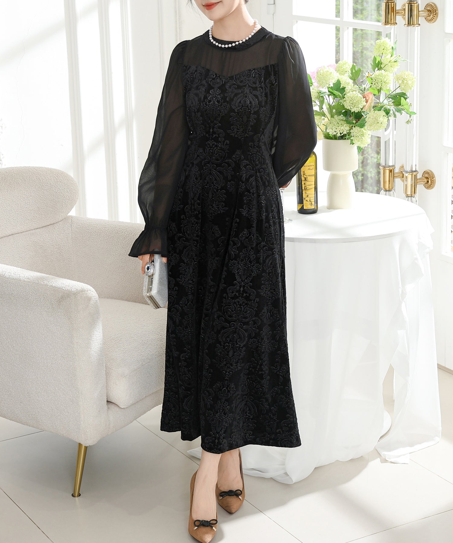 レース スパンコール ドッキング キャンディスリーブ ドレス – Lace Ladies