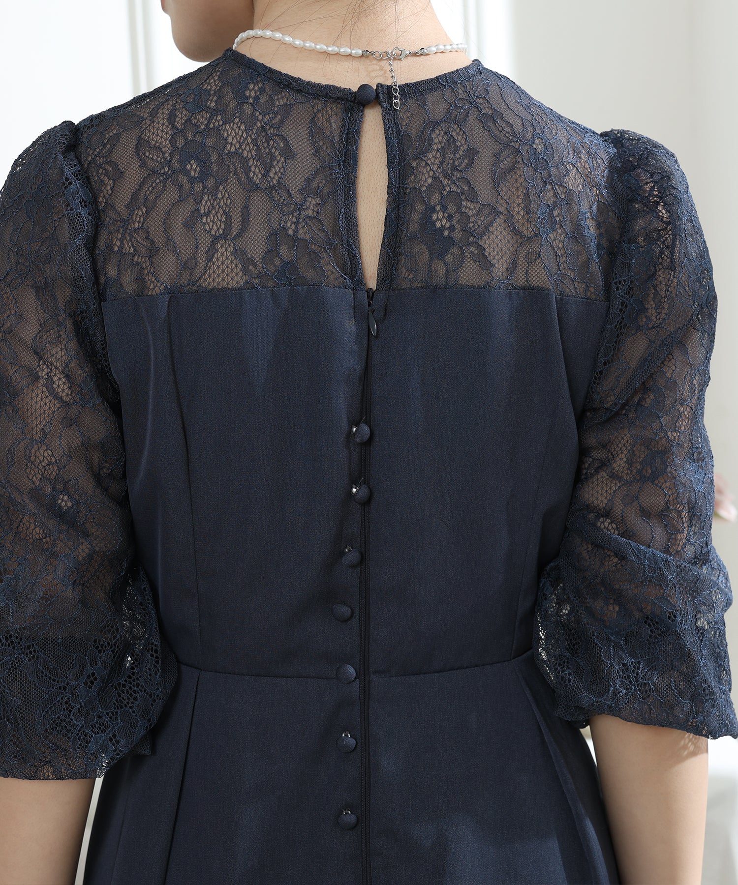 ビスチェ風 レース 切り替え 6分袖 ワンピース – Lace Ladies