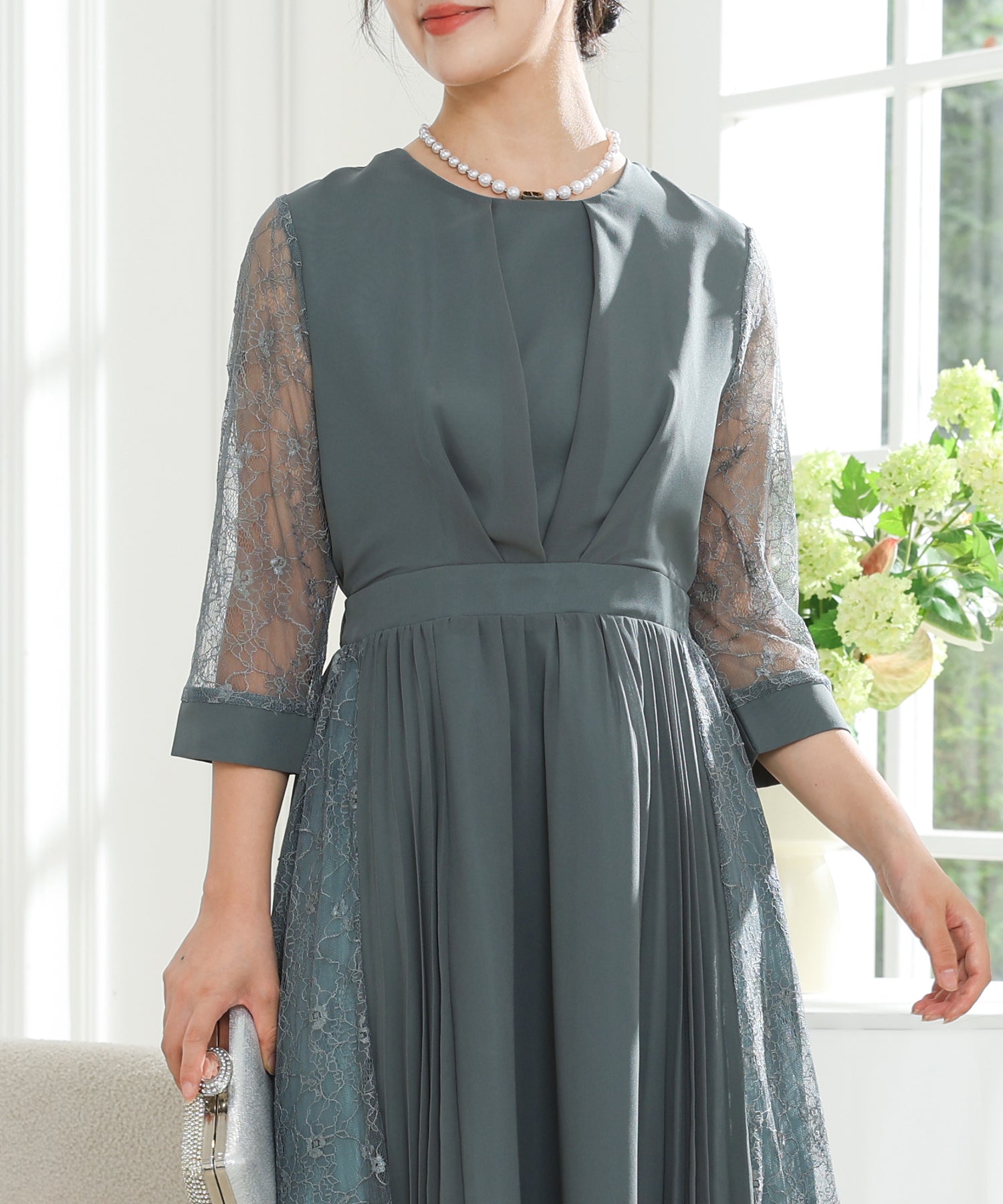 レース ドッキング サイド プリーツ ワンピース – Lace Ladies