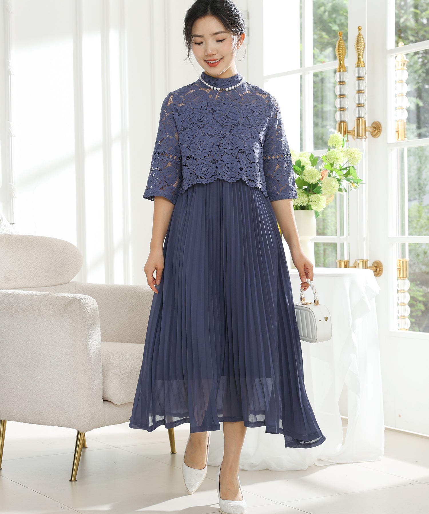 チュールフリル ケープ付き スリット キャミソール ドレス – Lace Ladies