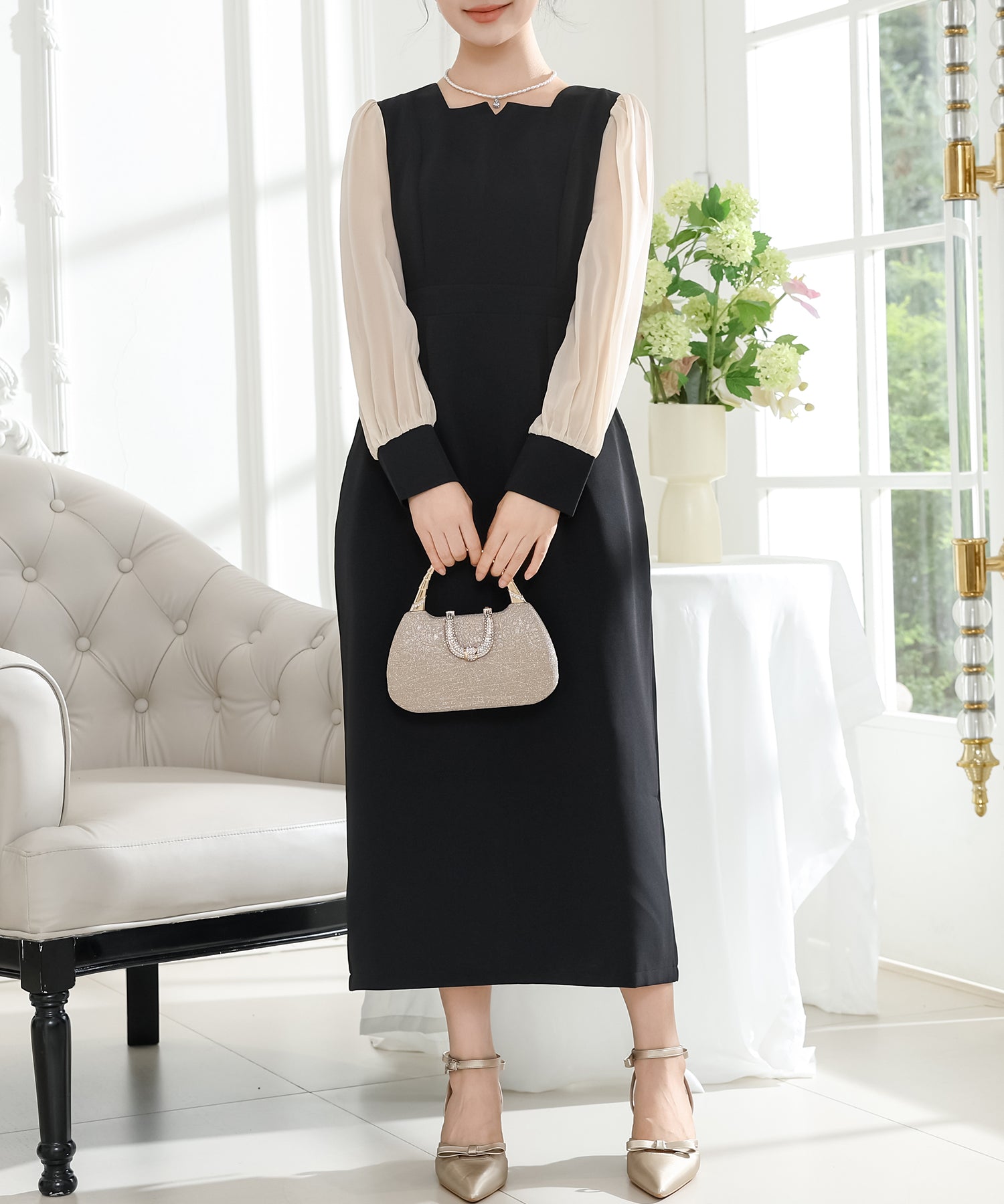 スクエア キーネック ハイウエスト タイト ワンピース – Lace Ladies