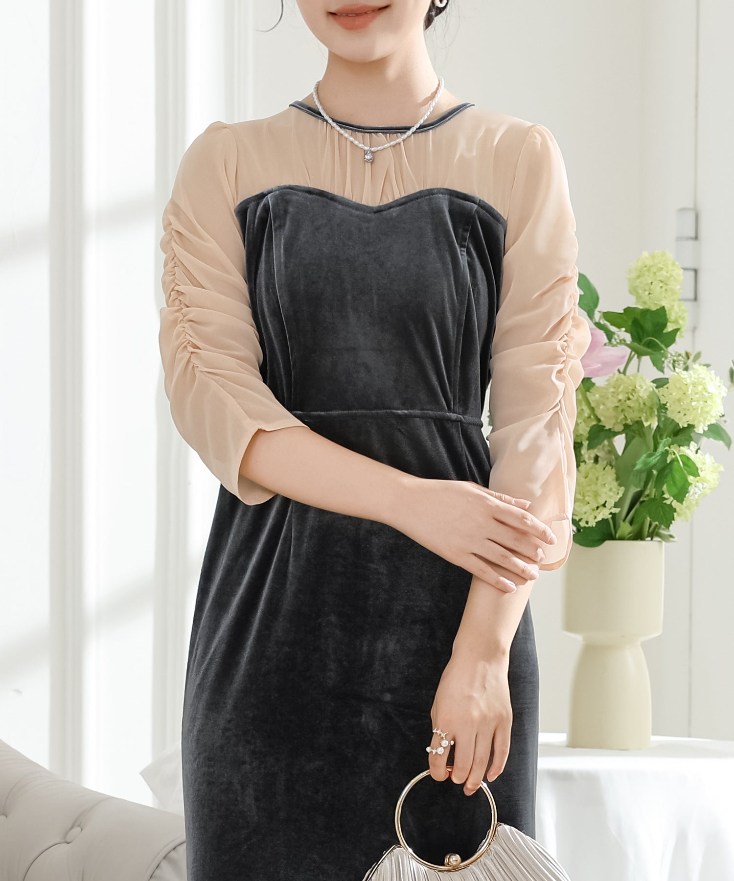 ベロア ドッキング シアー シャーリング ワンピース – Lace Ladies